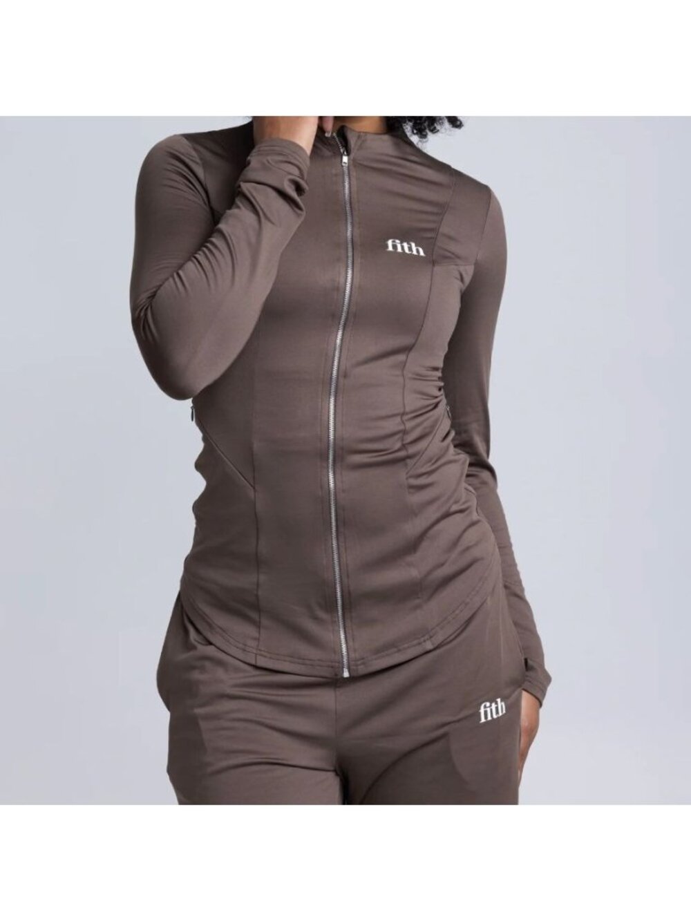 Fith PWR Active Zip-Top Chocolate Brown Size M Jacket Lightweight Modest
